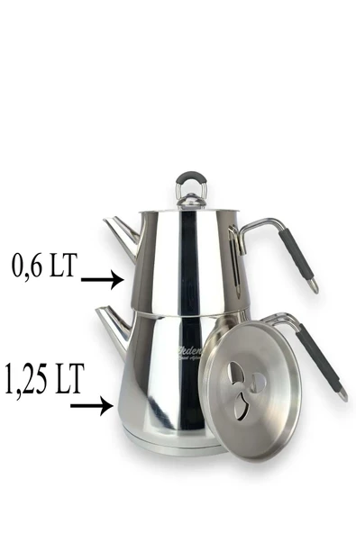 Piramit Mini Silikon Kulplu Çelik Çaydanlık Takımı - Resim 3