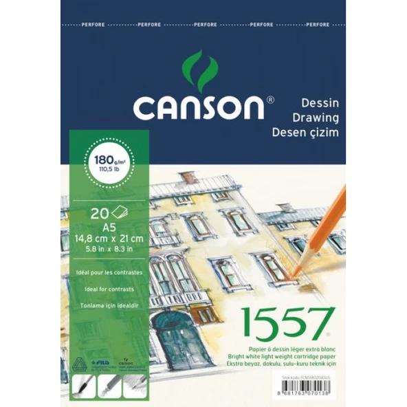 Canson 1557 Çizim Defteri A5 180 g 20 Yaprak ürün görseli 1