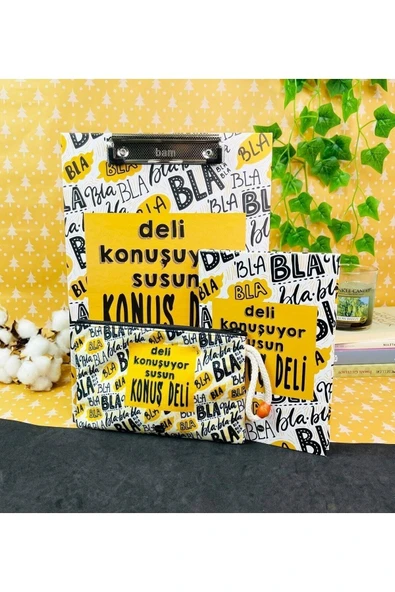 Deli Konuşuyor Susun Tasarımlı Sekreterlik Defter Ve Kalemlik Kırtasiye Seti ürün görseli 1