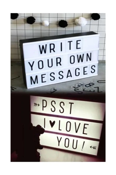 Led Message Light Box 96 Harfli Dekoratif Led Işıklı Mesaj Panosu 30*22 cm Usb ve pilli ürün görseli 1