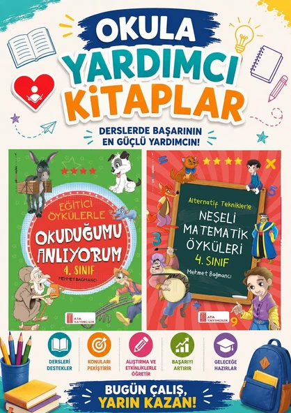 Ata 4.Sınıf Okula Yardımcı Eğitici Öykülerle Okuduğumu Anlıyorum- Neşeli Matematik Öyküleri ürün görseli 1