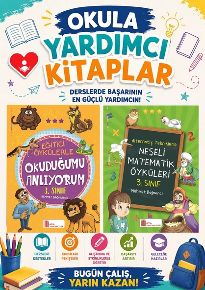 Ata 3.Sınıf Okula Yardımcı Eğitici Öykülerle Okuduğumu Anlıyorum- Neşeli Matematik Öyküleri ürün görseli 1