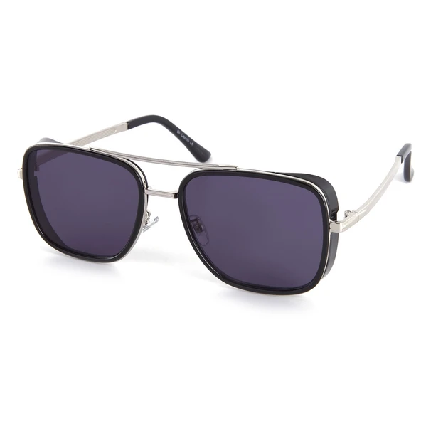 Di Caprio DC3060SILVER Gümüş Siyah Yanları Kapalı İkonik Kare Model Unisex Güneş Gözlüğü ürün görseli 1