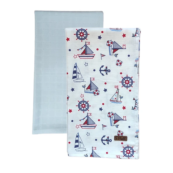S-Mall Müslin Bebek Battaniye -2 li -75x85cm - Blue Sea ürün görseli 1