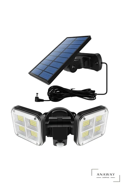 Solar lamba 120 LED dış mekan için hareket sensörlü , beyaz ışık,  120° aydınlatma açısı, dış mekan lambası, güneş enerjili dış mekan duvar lambası ürün görseli 1