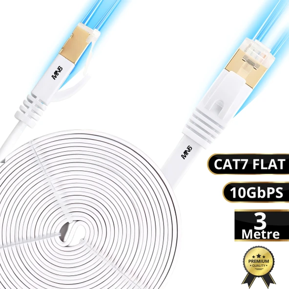 MN6 M112GM 3 Metre Cat7 Flat Kablo/10GBPS-600MHZ-RoHs Sertifikalı/Cat7 Ethernet Kablosu ürün görseli 1