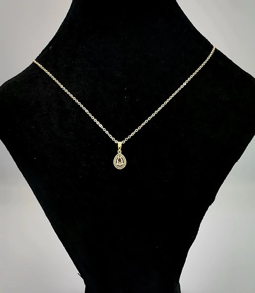 Altın Sarısı Zincir Taş Figürlü Lüks Kolye ürün görseli 1