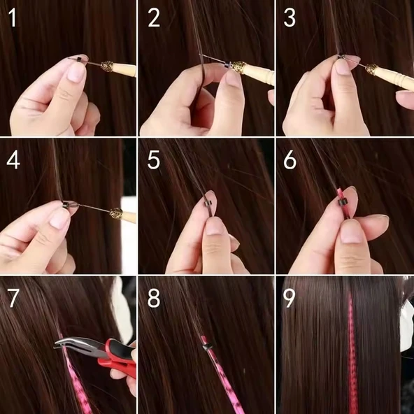 Fiber Sentetik Boncuk Kaynaklık Renkli Saç - Şeker Pembe - 100 Adet ürün görseli 1