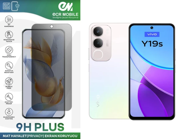 Vivo Y19s Ekran Koruyucu Tam Uyumlu 9H Esnek Nano Kırılmayan MAT HAYALET(Privacy) ürün görseli 1