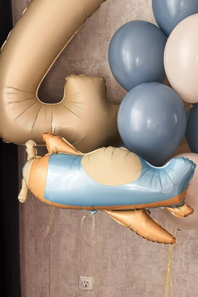 Beysüs Retro Uçak Folyo Balon Mavi - Resim 6