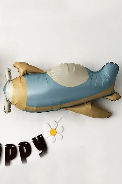Beysüs Retro Uçak Folyo Balon Mavi - Resim 4