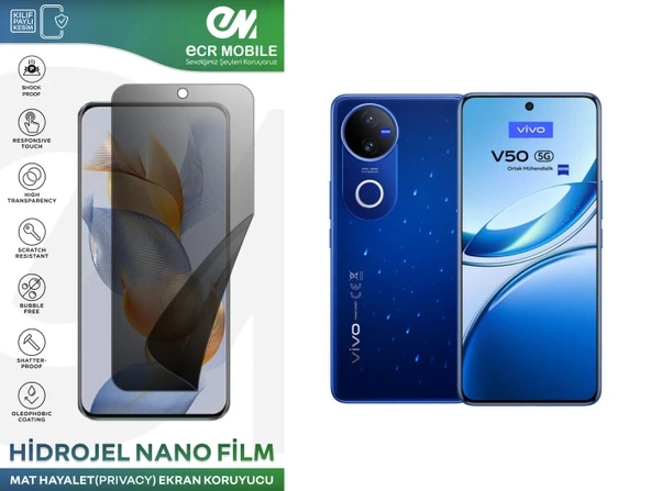 Vivo V50 Uyumlu Hidrojel Nano Ekran Koruyucu Film HAYALET(Privacy)Tempered Cam Değildir ürün görseli 1