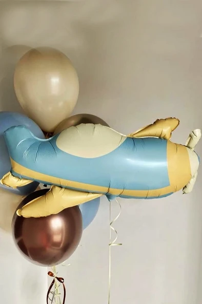 Beysüs Retro Uçak Folyo Balon Mavi - Resim 3
