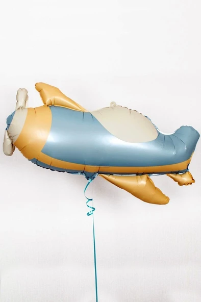 Beysüs Retro Uçak Folyo Balon Mavi ürün görseli 1