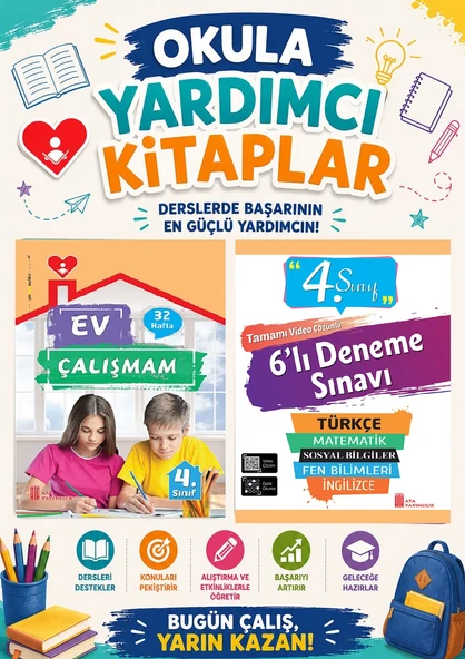 Ata 4.Sınıf Okula Yardımcı Ev Çalışmam- 6 lı Deneme Sınavı ürün görseli 1