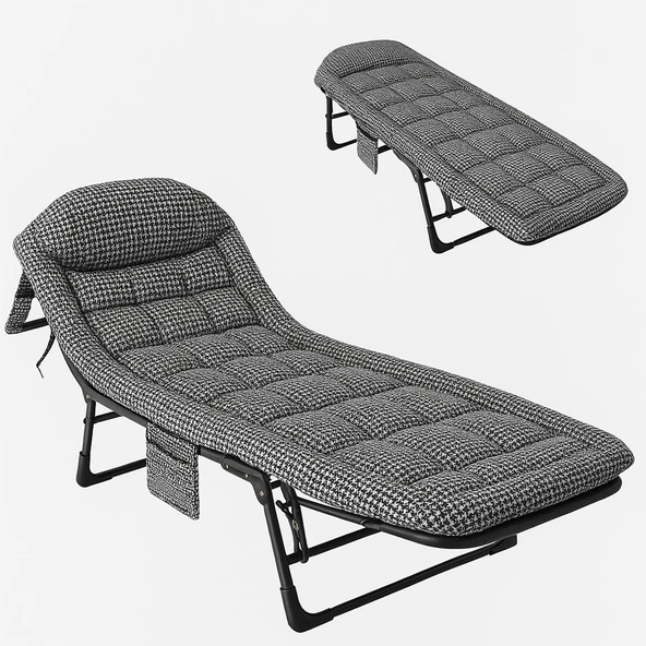 Ayt Sunup SN-26975 Taşınabilir Ayarlanabilir 5 Kademe Sünger Kamp Yatak Şezlong Açık Kazayağı Kamp Yatağı ürün görseli 1
