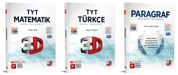 3D Yayınları 2024 Tyt Matematik + Türkçe + Paragraf Soru Seti ürün görseli 1