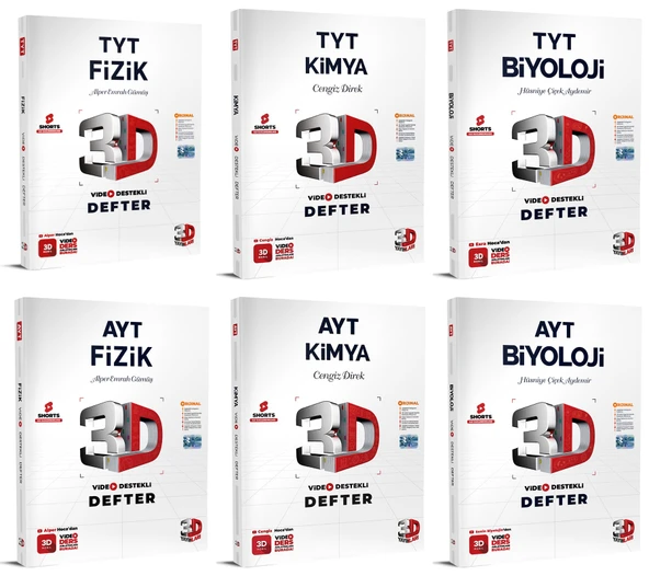 3D Yayınları 2024 Tyt Ayt Fizik + Kimya + Biyoloji Video Destekli Defteri Seti 6 Kitap ürün görseli 1