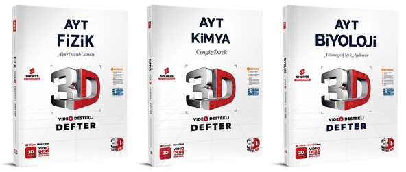 3D Yayınları 2024 Ayt Fizik + Kimya + Biyoloji Video Destekli Defteri Seti 3 Kitap ürün görseli 1