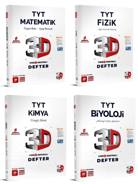 3D Yayınları 2024 Tyt Matematik + Fizik + Kimya + Biyoloji Video Destekli Defter Seti 4 Kitap ürün görseli 1