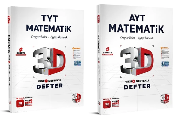 3D Yayınları 2024 Tyt Ayt Matematik Video Destekli Defter Seti 2 Kitap ürün görseli 1