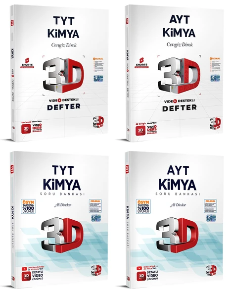 3D Yayınları 2024 Tyt Ayt Kimya Video Destekli Defter + Soru Seti 4 Kitap ürün görseli 1