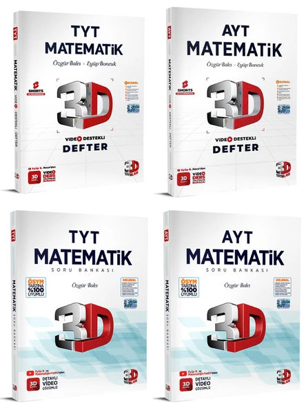 3D Yayınları 2024 Tyt Ayt Matematik Video Destekli Defter + Soru Seti 4 Kitap ürün görseli 1
