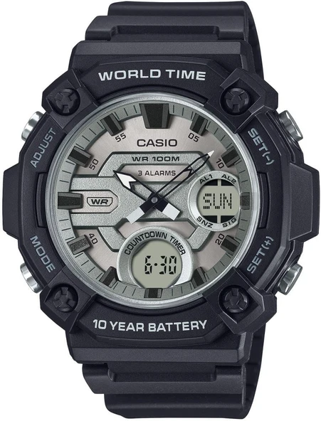CASIO AEQ-120W-7AVDF SİYAH SİLİKON KORDON ANALOG/DİJİTAL ERKEK KOL SAATİ ürün görseli 1