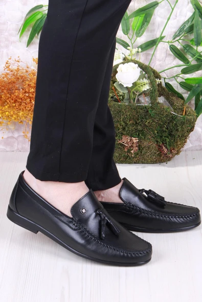 Pierre Cardin 25101 Siyah Hakiki Deri Erkek Babet Loafer Erkek Ayakkabı ürün görseli 1