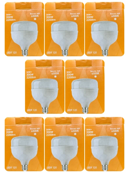 (8 Adet) Osaka 30W (200W) 6500K (Beyaz Işık) E27 Duylu (Kalın Duy) Torch Led Ampul (Yeni Model) ürün görseli 1