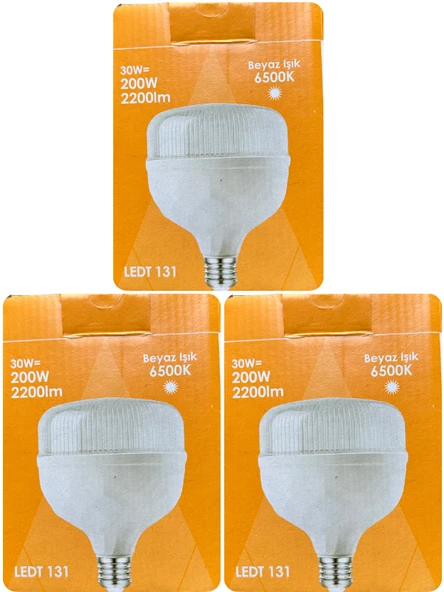 (3 Adet) Osaka 30W (200W) 6500K (Beyaz Işık) E27 Duylu (Kalın Duy) Torch Led Ampul (Yeni Model) ürün görseli 1