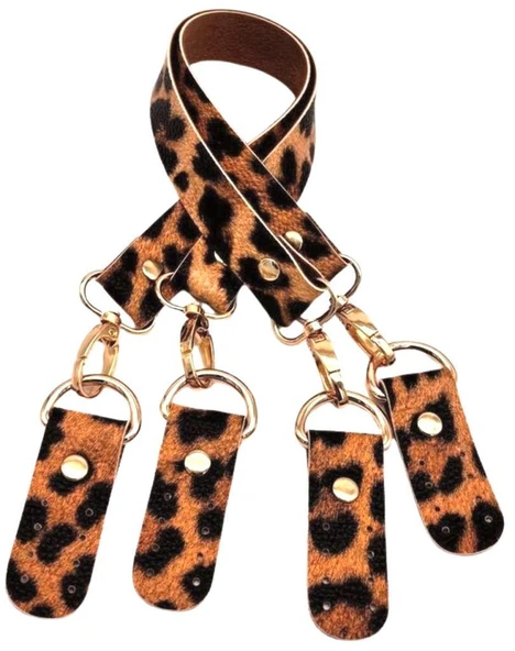 Çanta Aksesuar Suni Deri 55 Cm Misu Model Çift Sap Leopar Renk Light Gold Metal ürün görseli 1