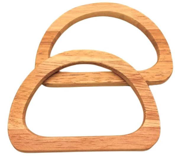 Çanta Aksesuar D Model 12x8 cm Ham Renk Ahşap Çanta Sapı ürün görseli 1