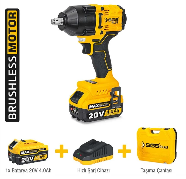 SGS5503 - 1/2 - 20 Volt 4 Amper 650 Nm Tork Akülü Darbeli Somun Sıkma Sökme Makina Seti Tek Akülü ürün görseli 1