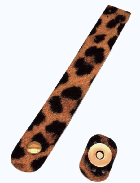 Çanta Aksesuar Leopar Deri 18x2.3 cm Çanta Kapağı  Light Gold Metalli ürün görseli 1