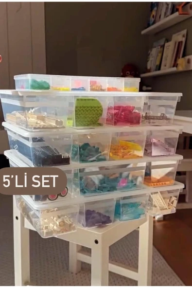 Toys Box 5’li Oyuncak Kutusu Minik Parça Hobi Kutu seti 4   1 Masa Üstü Organizer ürün görseli 1