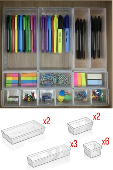 Bade 13'lü Set Dolap Içi Takı Makyaj Organizer Çekmece Içi Düzenleyici Set Kalemlik Takı Kutusu ürün görseli 1