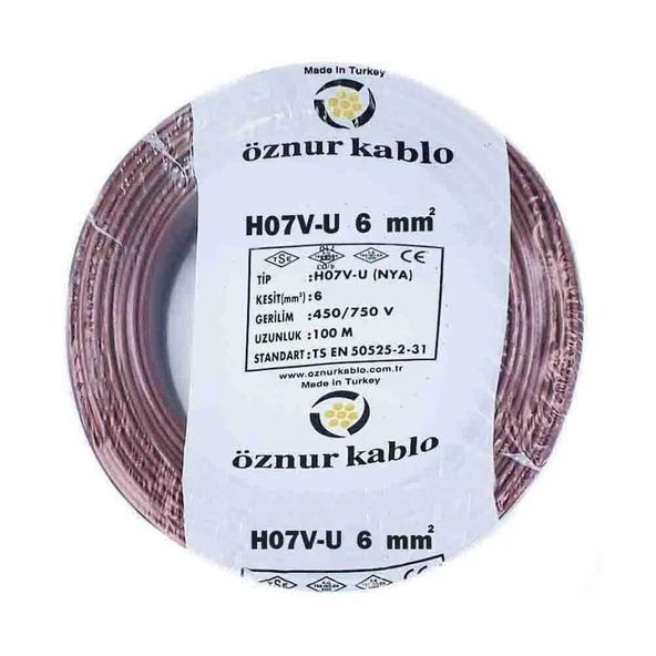 Öznur NYA 6 Mm Kablo Kahverengi 100 Metre ürün görseli 1