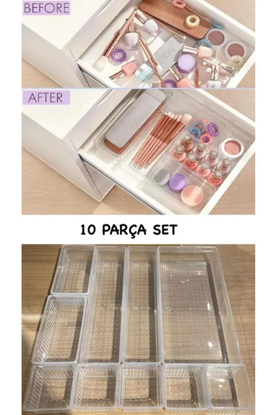 Bade 10 Parça Set Modüler Mutfak Çekmece içi Kaşıklık Çatal Bıçak Organizer Düzenleyici ürün görseli 1