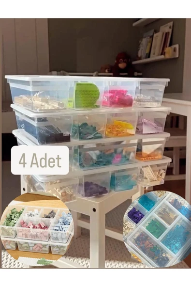 4 Adet Luna Bölmeli Lego Kutusu  Oyuncak Ve Hobi Düzenleyici ürün görseli 1
