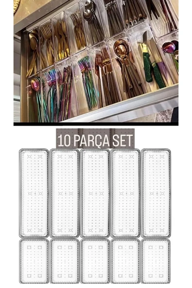 Bade 10 Parça Set 5 5 Modüler Mutfak Çekmece Içi Kaşıklık Çatal Bıçak Kaşık Organizer düzenleyici ürün görseli 1