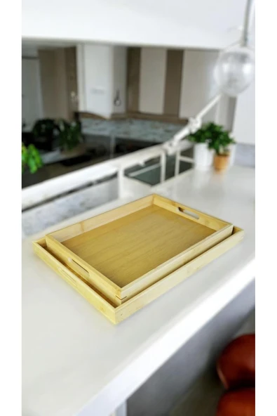 Bambu 2'li Dikdörtgen Tepsi 700586 ürün görseli 1