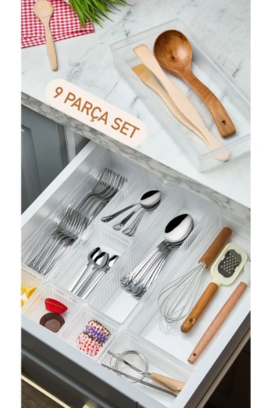 Bade 9 Parça Çekmece İçi Kaşıklık Düzenleyici Organizer - Çatal Bıçak Kutusu ürün görseli 1