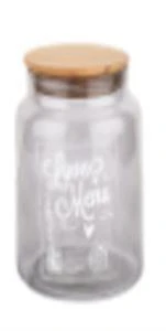 TANTİTONİ LOVE MENU DESENLİ GRİ CAM KAVANOZ 890 ML ürün görseli 1