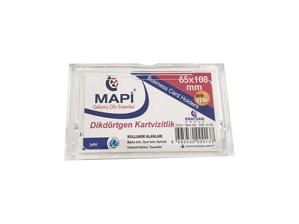 MAPİ AKRİLİK KARTVİZİTLİK DİKDÖRTGEN ŞEFFAF 65X108 ürün görseli 1