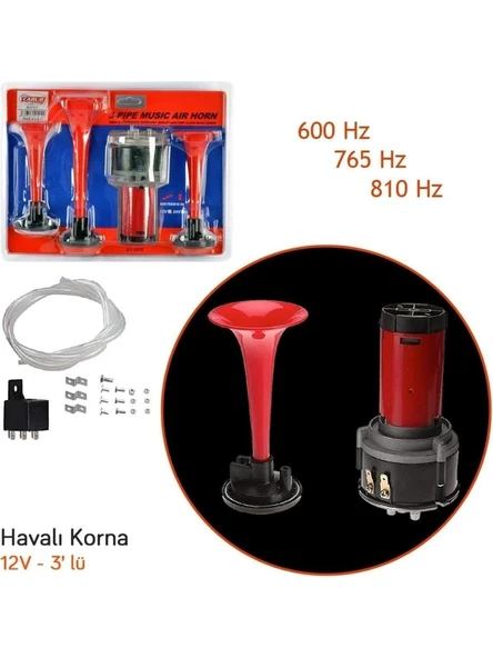 Korna 12V 3Lü Havali Motorlu - Resim 2