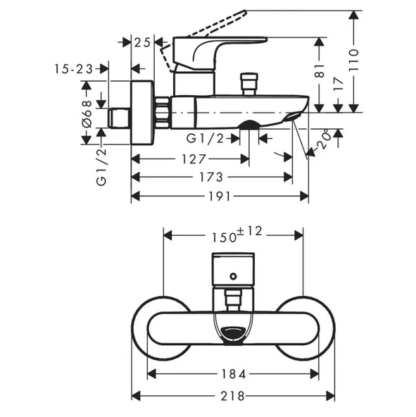 Hansgrohe Rebris+Crometta Banyo Seti - Resim 5