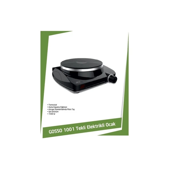 GOSSO 1001 TEKLİ 1500W ELEKTRİKLİ OCAK ürün görseli 1