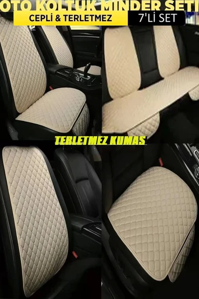 Hyundai Matrix Terletmez Kumaş Minder Seti 7 Parça Full Takım Bej-bej ürün görseli 1