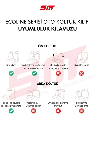 Ecoline Serisi Universal Oto Koltuk Kılıfı - Resim 5